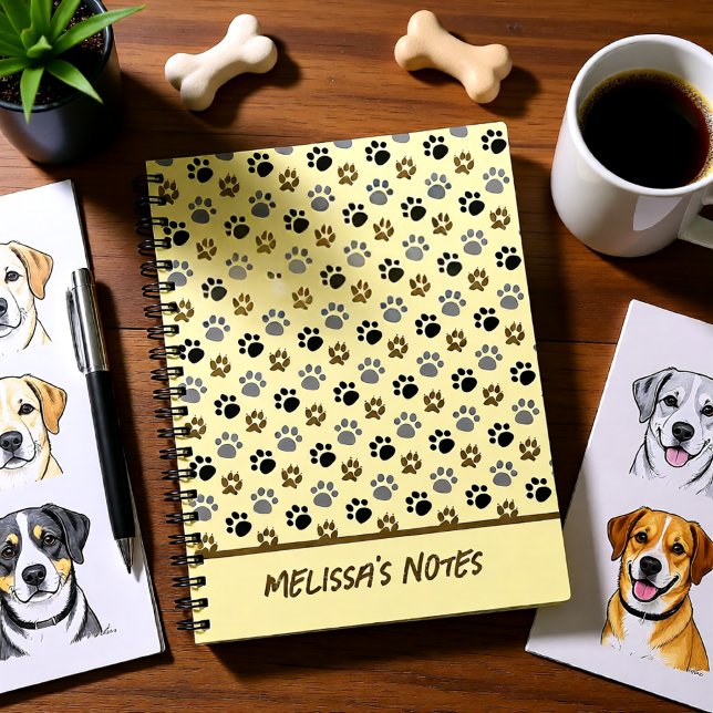 Elegant Cream Dog Paw Print Personalized Notebook (Elegant Cream Dog Paw Print Personalized Notebook)