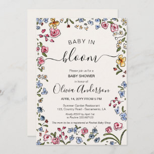 elegant cream floral Baby Shower invite