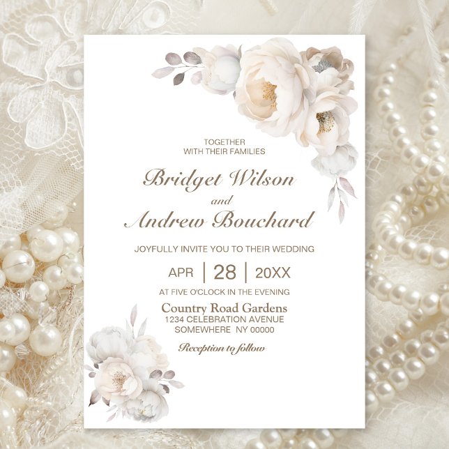 Elegant Cream Floral Wedding Invitation (Creator Uploaded)