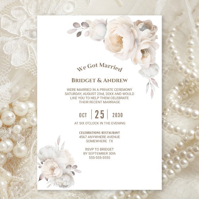 Elegant Cream Floral Wedding Reception Invitation (Creator Uploaded)