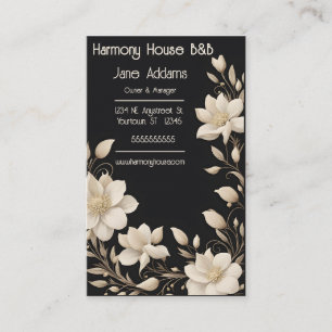 Elegant Cream Floral Wreath B&B Business Card