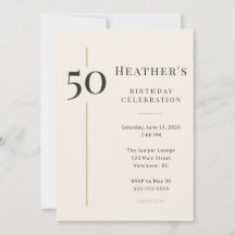 Elegant Cream & Gold 50th Birthday