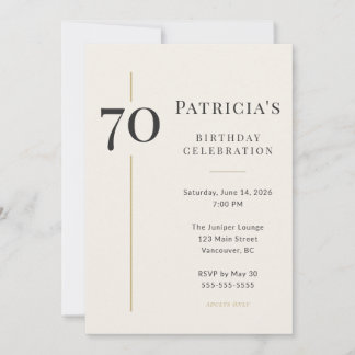 Elegant Cream & Gold 70th Birthday Invitation