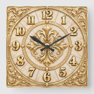 Elegant Cream & Gold Ornate Luxury Clock