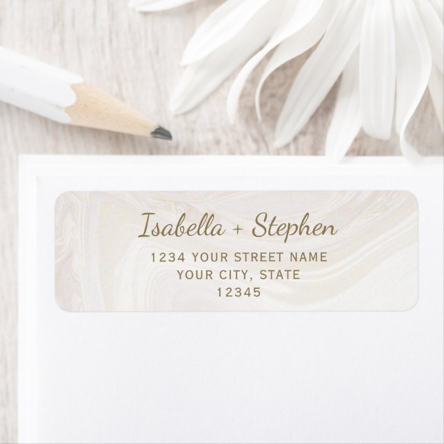 Elegant Cream Gold Pearl Return Address Custom (Insitu)