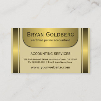 Elegant Cream & Gold Plate Standard CPA Accountant Business Card