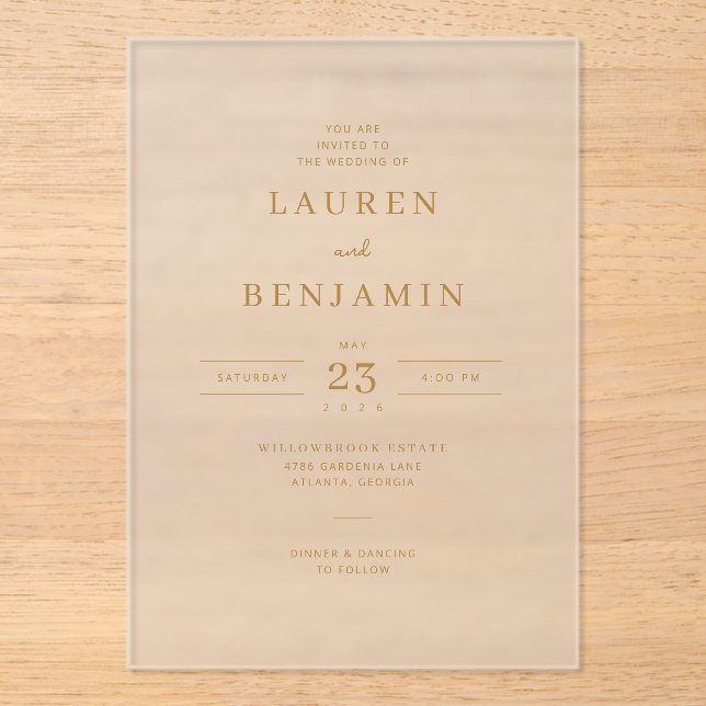 Elegant Cream Gold Wedding Invitation (Front)