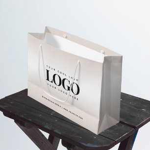 Elegant Cream Gradient Chic Custom Business Logo Large Gift Bag