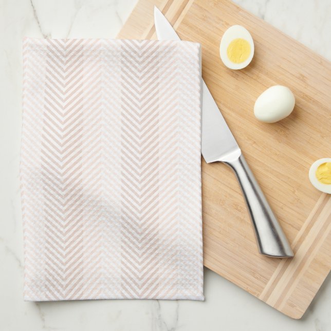 Elegant Cream Herringbone Zig Zag Tea Towel (Quarter Fold)