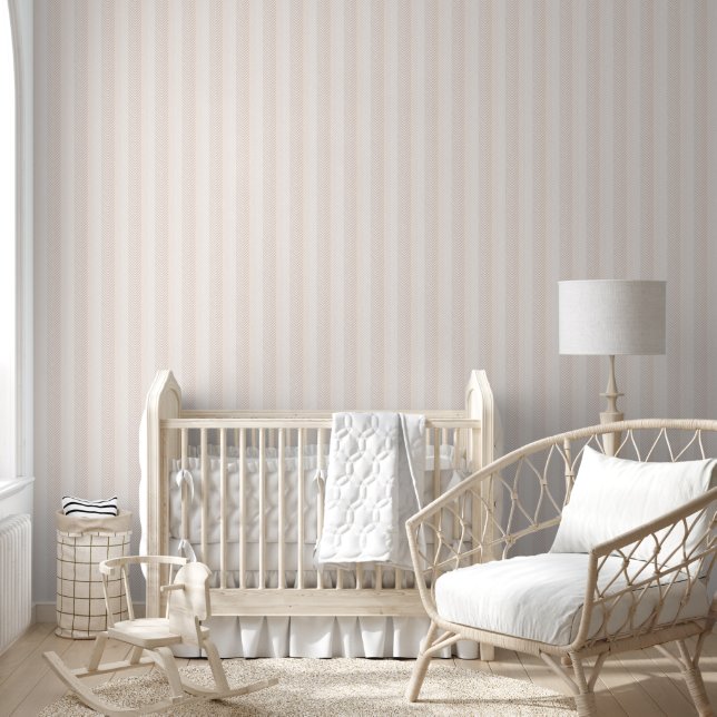 Elegant Cream Herringbone Zig Zag Wallpaper (Kids)