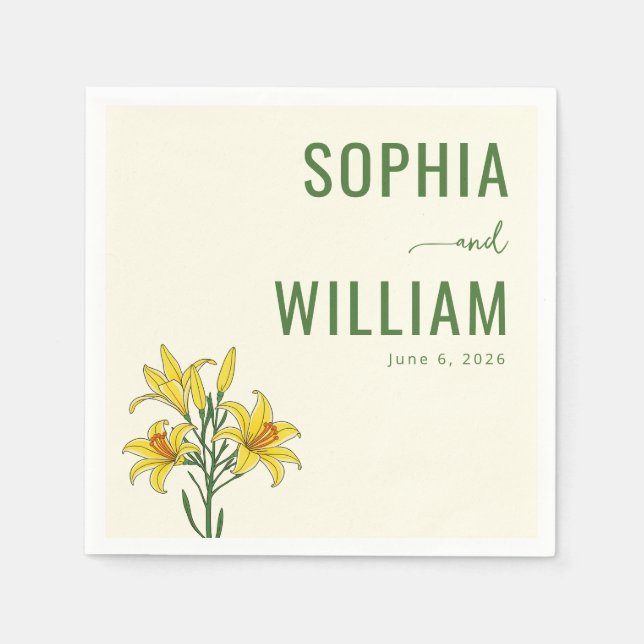 Elegant Cream Lilies Napkin (Front)