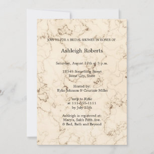 Elegant Cream Marble Bridal Shower Invitation