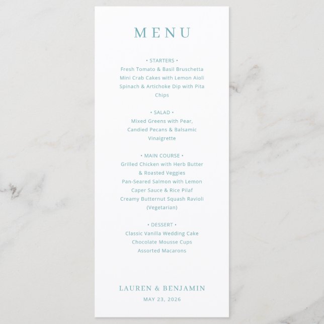 Elegant Cream Menu Card (Front)