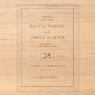 Elegant Cream Minimalist Calligraphy Acrylic Invitations