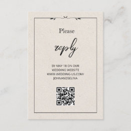 Elegant Cream Modern Text And QR Enclosure Card