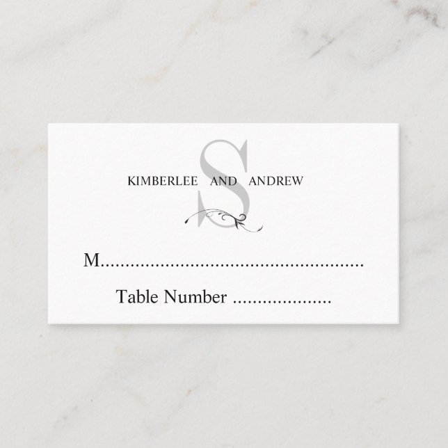 Elegant Cream Monogram Wedding Seating Cards (Front)