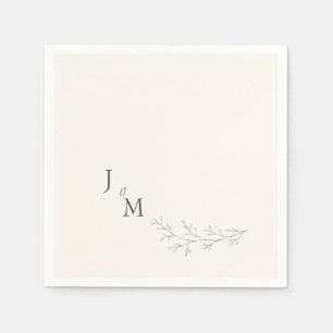 Elegant Cream Personalised Foliage Wedding Napkin