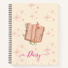 Elegant Cream pink floral starry diary