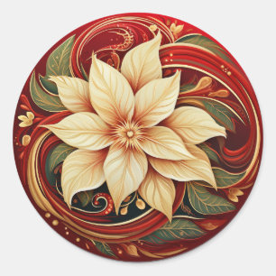 Elegant Cream Poinsettia  Classic Round Sticker
