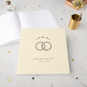Elegant Cream Rings and Hearts Guest Book