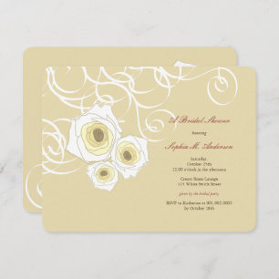 Elegant Cream Roses & Swirls Bridal Shower Invite