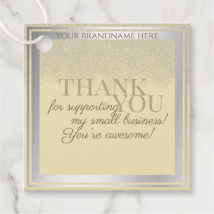 Elegant Cream Silver Grey Glitter Rain Elegant Favour Tags