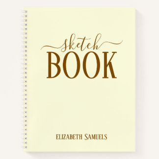 Elegant Cream Sketch Book with name gift for her