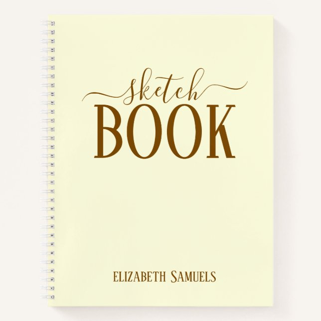 Elegant Cream Sketch Book with name gift for her (Front)