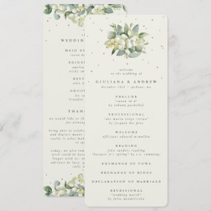 Elegant Cream Snowberry+Eucalyptus Bouquet Wedding Programme