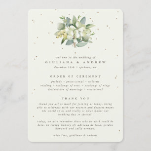 Elegant Cream Snowberry+Eucalyptus Bouquet Wedding Programme