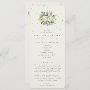 Elegant Cream Snowberry+Eucalyptus Bouquet Wedding Programme