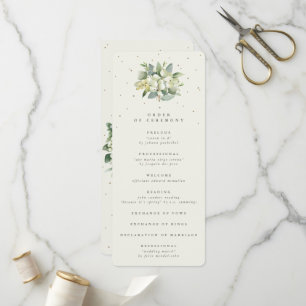 Elegant Cream Snowberry+Eucalyptus Bouquet Wedding Programme