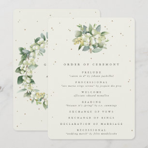 Elegant Cream Snowberry+Eucalyptus Bouquet Wedding Programme