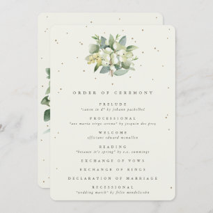 Elegant Cream Snowberry+Eucalyptus Bouquet Wedding Programme