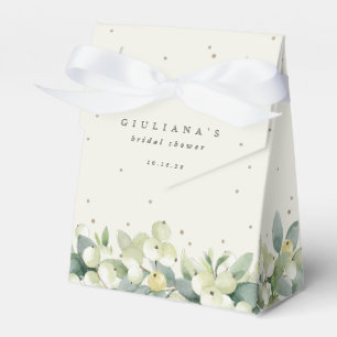 Elegant Cream Snowberry+Eucalyptus Bridal Shower Favour Box