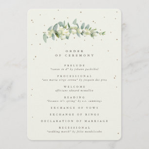 Elegant Cream Snowberry+Eucalyptus Stem Wedding Programme