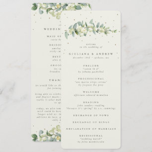 Elegant Cream Snowberry+Eucalyptus Stem Wedding Programme
