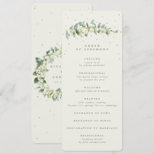 Elegant Cream Snowberry+Eucalyptus Stem Wedding Programme