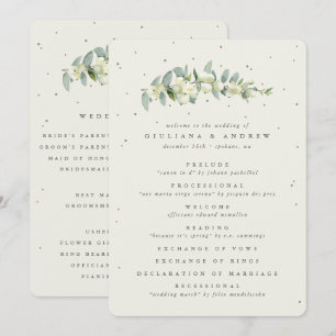 Elegant Cream Snowberry+Eucalyptus Stem Wedding Programme