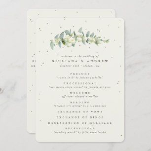 Elegant Cream Snowberry+Eucalyptus Stem Wedding Programme