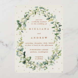 Elegant Cream Snowberry+Eucalyptus Winter Wedding