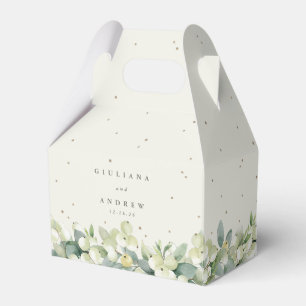 Elegant Cream Snowberry+Eucalyptus Winter Wedding Favour Box