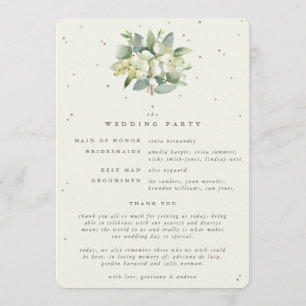 Elegant Cream Snowberry+Eucalyptus Winter Wedding Programme