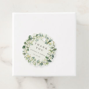 Elegant Cream Snowberry+Eucalyptus Wreath Wedding Favour Tags
