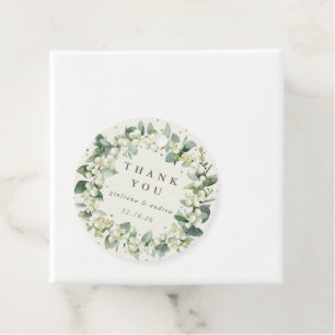 Elegant Cream Snowberry+Eucalyptus Wreath Wedding Favour Tags
