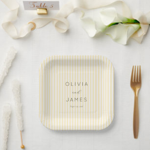Elegant Cream Stripes Paper Plate