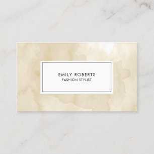 Elegant Cream Tan Watercolor Neutral Business Card