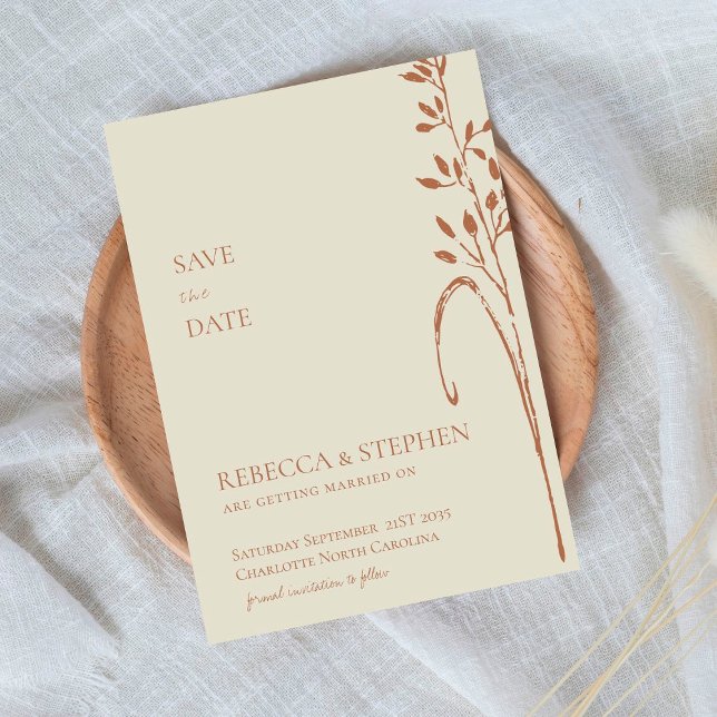 Elegant cream & terracotta  boho  save the date  invitation (Creator Uploaded)