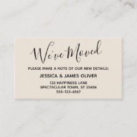 Elegant, Cream Typography "We've Moved" Card