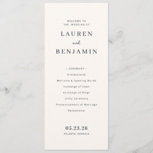 Elegant Cream Wedding Ceremony Program Programme